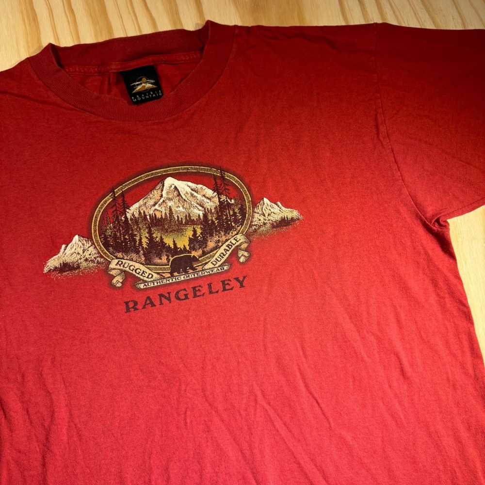Prairie Mountain Men's Rangeley Mountain T-Shirt Red Vintage Gorpcore Size XL